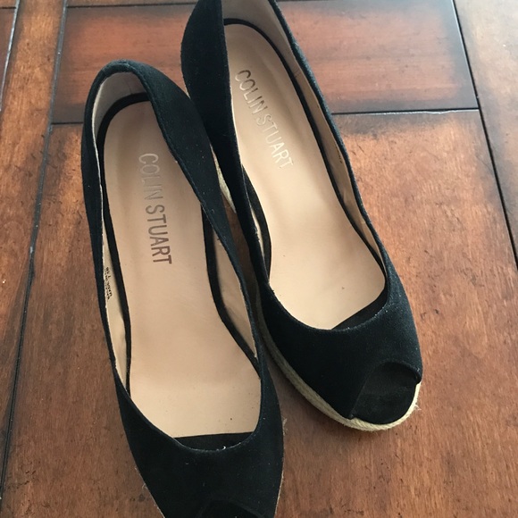 COLIN STUART 7.5 wedge espadrille peep toe heels - Picture 10 of 15